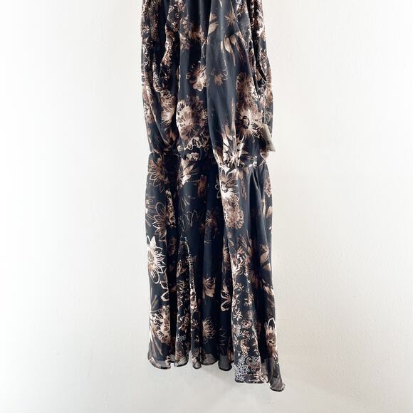 Free People Katerina Halter Tie Sleeveless Floral Mini Dress Black Small - Picture 11 of 12